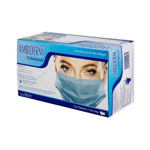 Ambiderm® Cubrebocas de tres pliegos Ambiderm  (300104020)